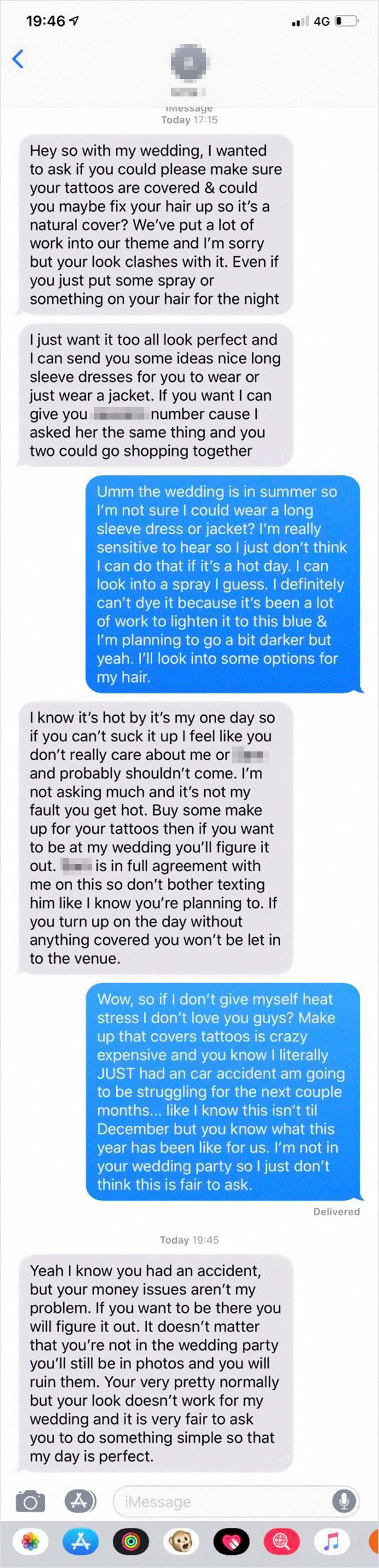 Bride Asks Guest To Cover Her Tattoos For The Wedding, So She Shares Their Full Conversation On Bride Shaming Group Bride Asks Guest To Cover Her Tattoos For The Wedding, So She Shares Their Full Conversation On Bride Shaming Group
