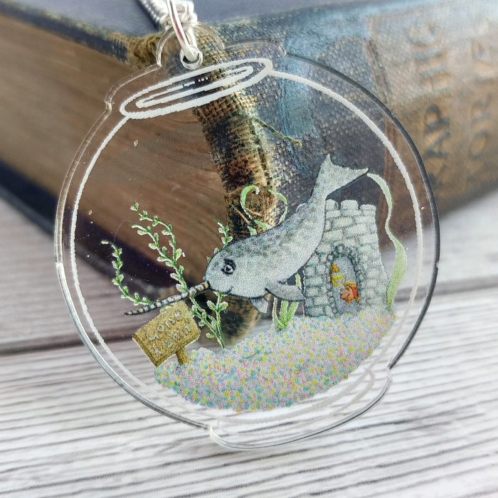 I Create Printed Clear Acrylic Necklaces With Cute Illustrated Characters Captured Inside