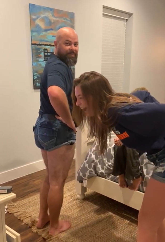 Dad Puts On Skimpy Shorts To Prove A Point To His Daughter.