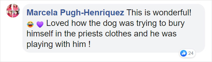 Priest Has An Adorable Reaction To A Dog Who Crashed His Church Service