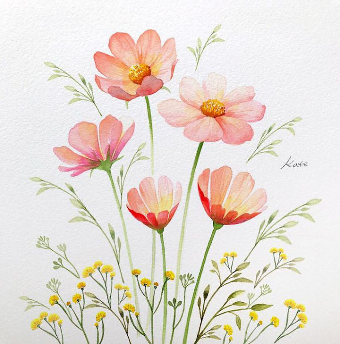 Korean Artist Uploads Step By Step Tutorials On How To Draw Beautiful Flowers