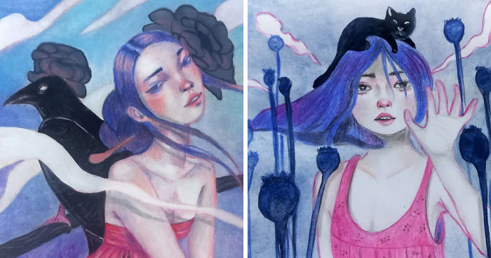 Blue-Haired Girls: My Series Of Paintings Of Female Travelers And Their Companions