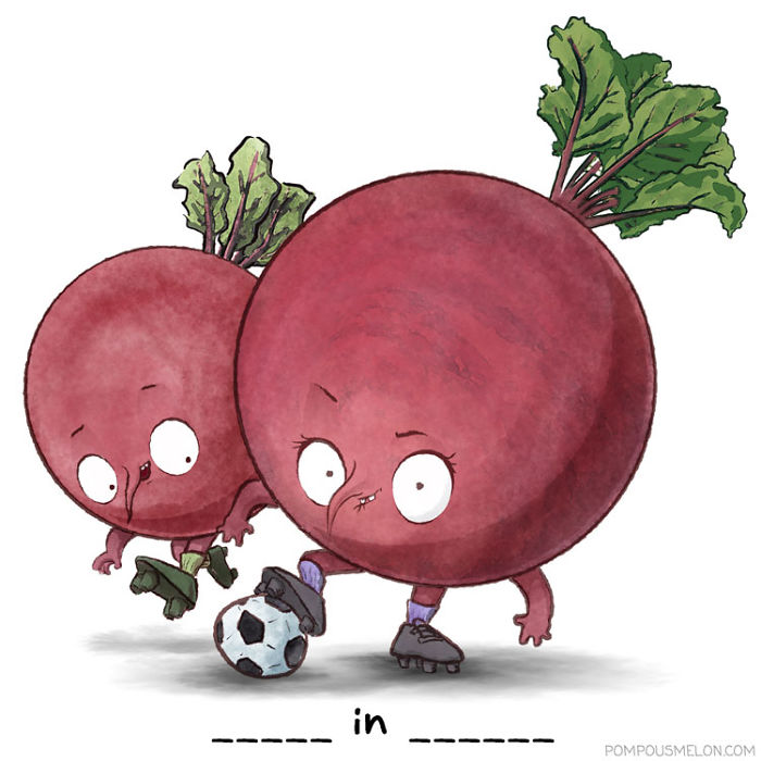 We Drew 15 Fruits And Veggies In Clothing That Rhyme. Can You Guess Them?