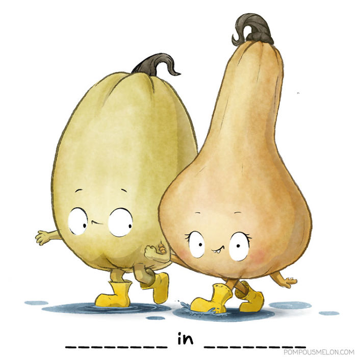 We Drew 15 Fruits And Veggies In Clothing That Rhyme. Can You Guess Them?