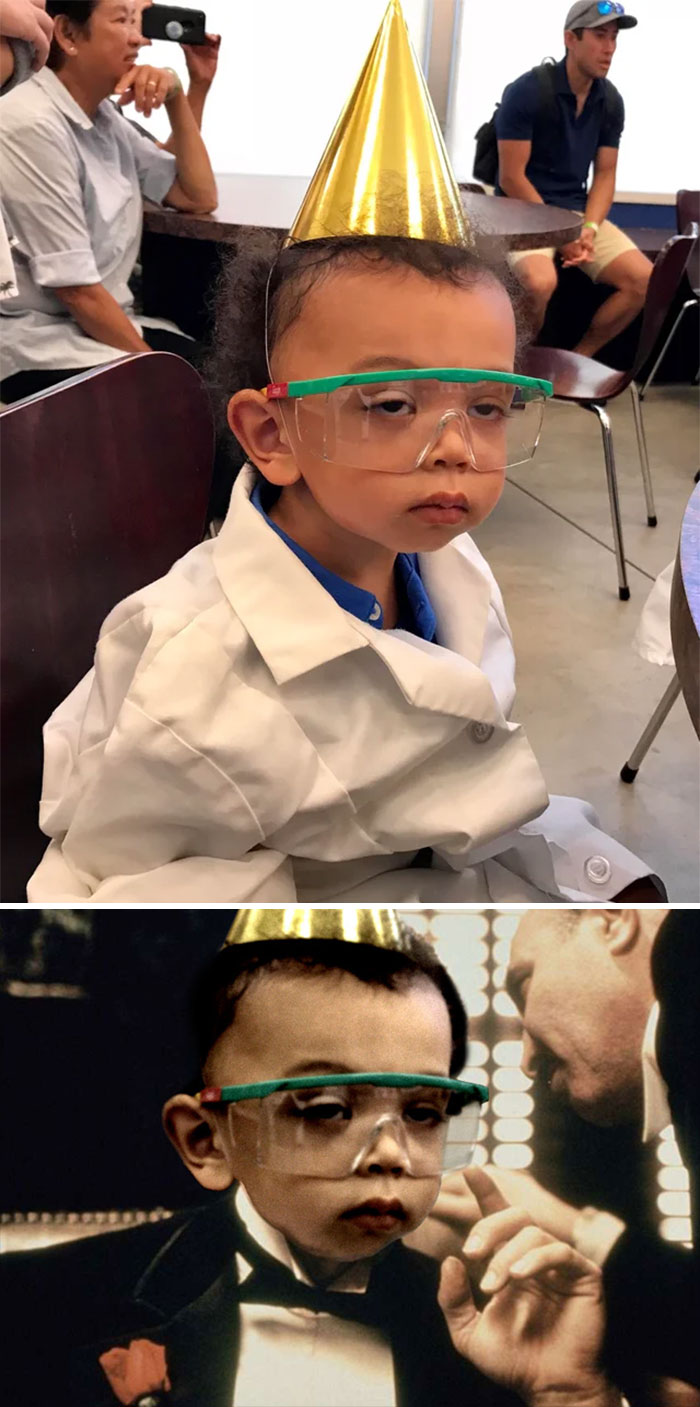 Sleepy 2-Year-Old At A Science-Themed Birthday Party