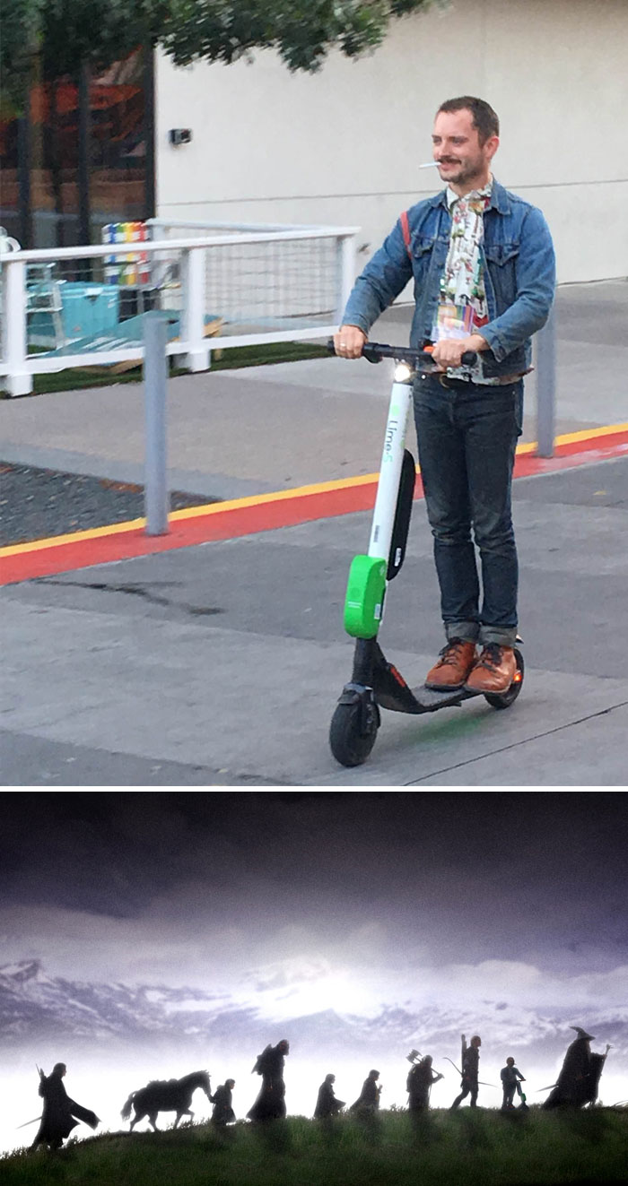Elijah Wood On An Electric Scooter