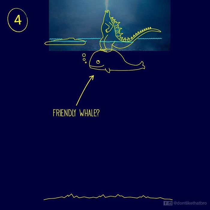Artist Hilariously Illustrates 10 Ways In Which Godzilla Was Able To Stand In A 12.100ft Deep Ocean Artist Hilariously Illustrates 10 Ways In Which Godzilla Was Able To Stand In A 12.100ft Deep Ocean