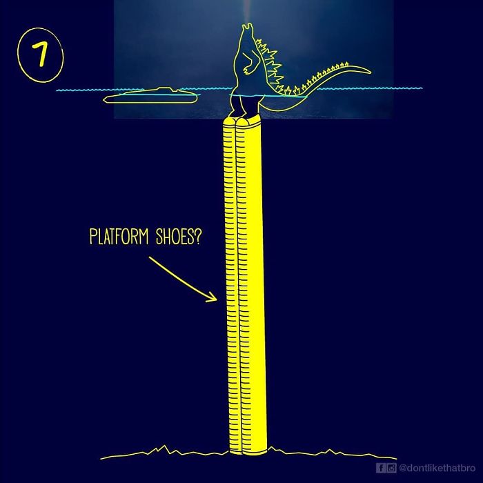 Artist Hilariously Illustrates 10 Ways In Which Godzilla Was Able To Stand In A 12.100ft Deep Ocean Artist Hilariously Illustrates 10 Ways In Which Godzilla Was Able To Stand In A 12.100ft Deep Ocean