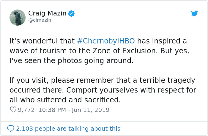 HBO 'Chernobyl' Creator Calls Out Influencers After These Pictures HBO 'Chernobyl' Creator Calls Out Influencers After These Pictures