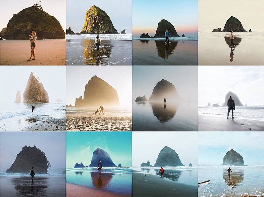 Person Centered On The Beach In Front Of A Big Rock