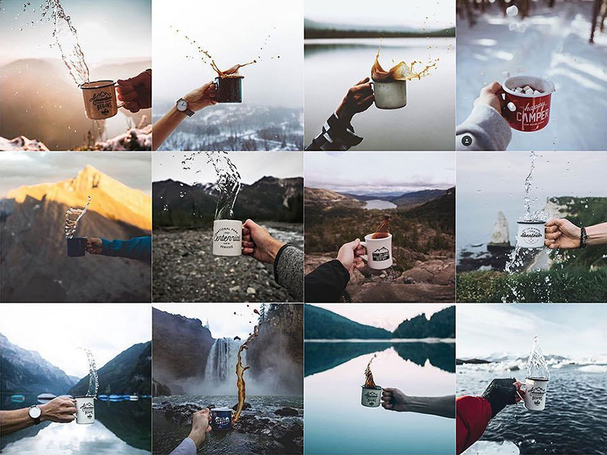 Splashing Drinks Out Of Camp Mugs