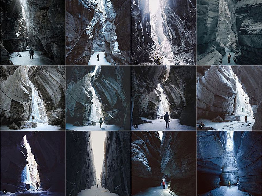 Person Centered In Cool-Toned Slot Canyon