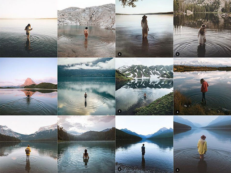 Person Wading Into The Water With Ripples