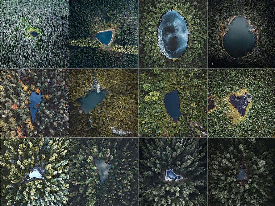 Drone Looking Directly Down In Centered Lake