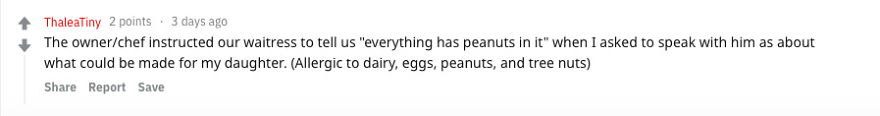 We Asked People With Food Allergies The Stupidest/Least Helpful Things They've Ever Been Told By Restaurant Staff (11 Responses)