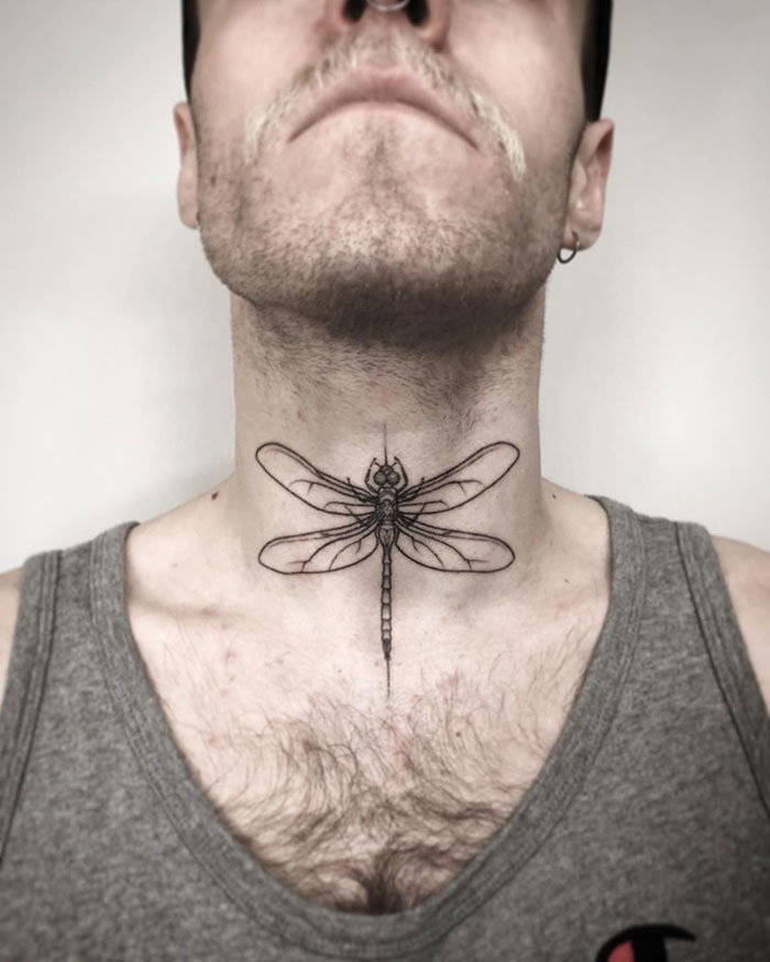 Dragonfly Neck Tattoo
