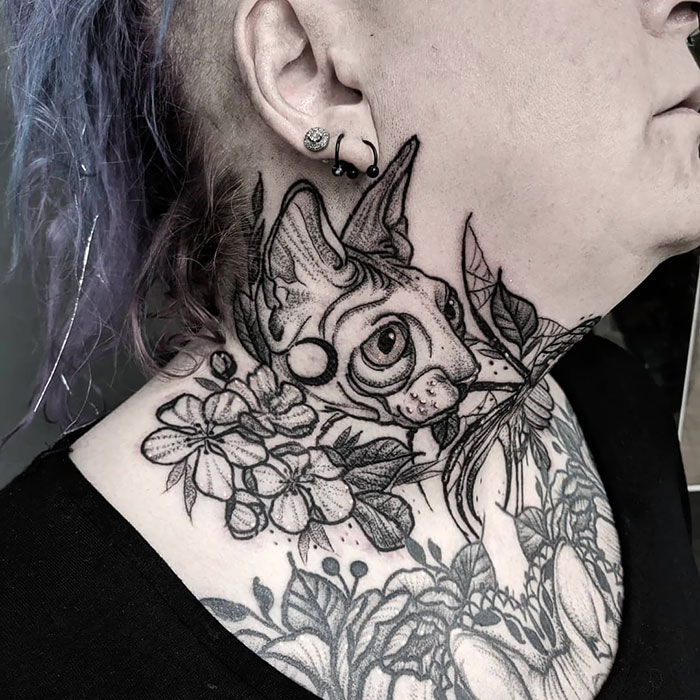Throat And Neck Tattoo