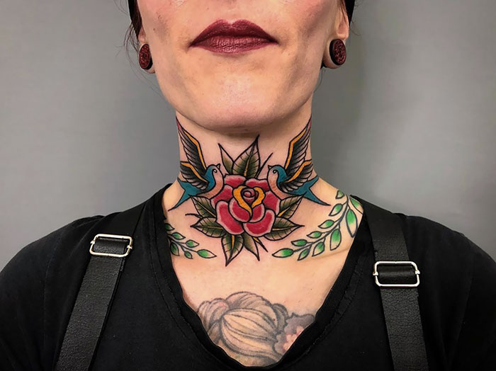 Old School Neck Tattoo