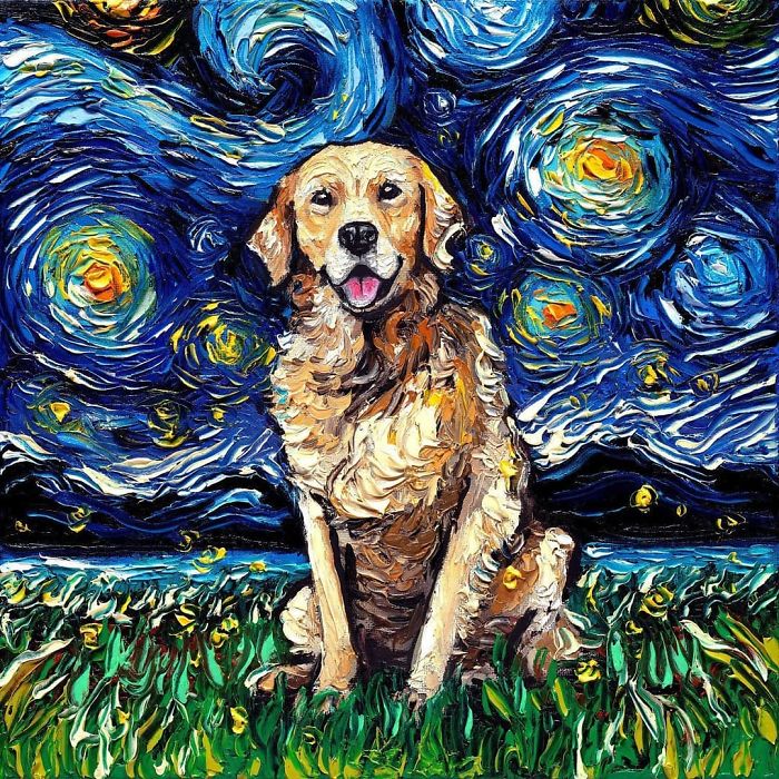 Van-Gogh-Starry-Night-Reimagined-Dogs-Paintings-Aja-Trier