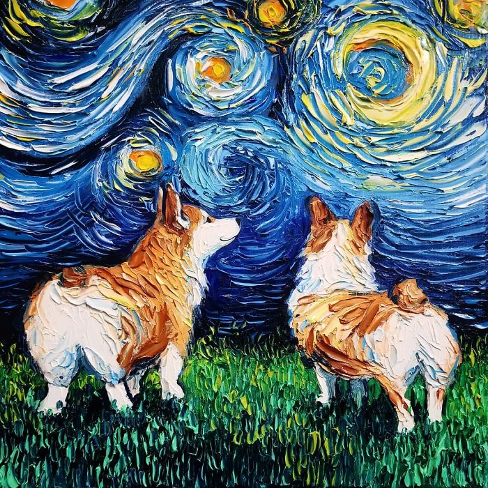 Van-Gogh-Starry-Night-Reimagined-Dogs-Paintings-Aja-Trier