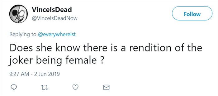 Woman Suggests That A Female Joker Would Be A Convincing Character, And Men Lose Their Minds Woman Suggests That A Female Joker Would Be A Convincing Character, And Men Lose Their Minds