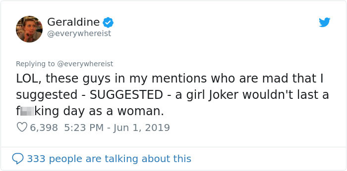 Woman Suggests That A Female Joker Would Be A Convincing Character, And Men Lose Their Minds Woman Suggests That A Female Joker Would Be A Convincing Character, And Men Lose Their Minds