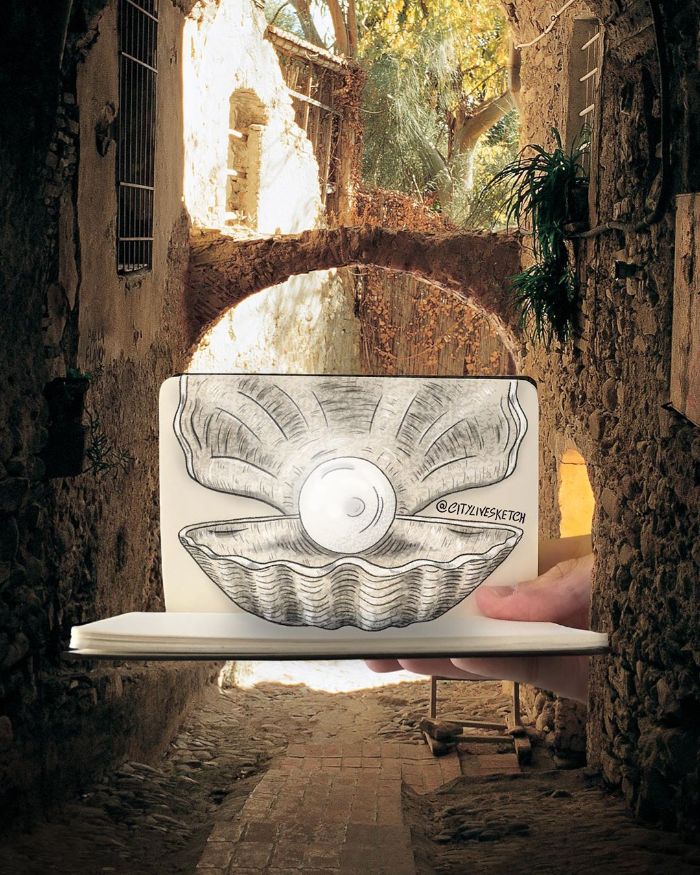 Drawings-Cartoons-Merged-With-Reality-Citylivesketch-Pietro-Cataudella