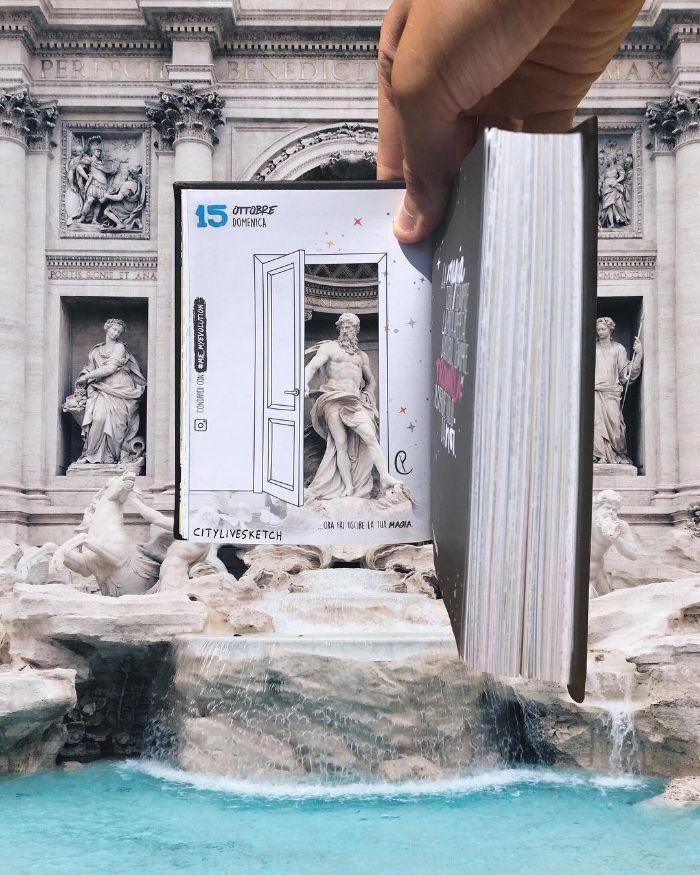 Drawings-Cartoons-Merged-With-Reality-Citylivesketch-Pietro-Cataudella