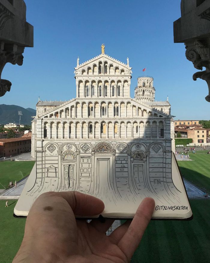 Drawings-Cartoons-Merged-With-Reality-Citylivesketch-Pietro-Cataudella