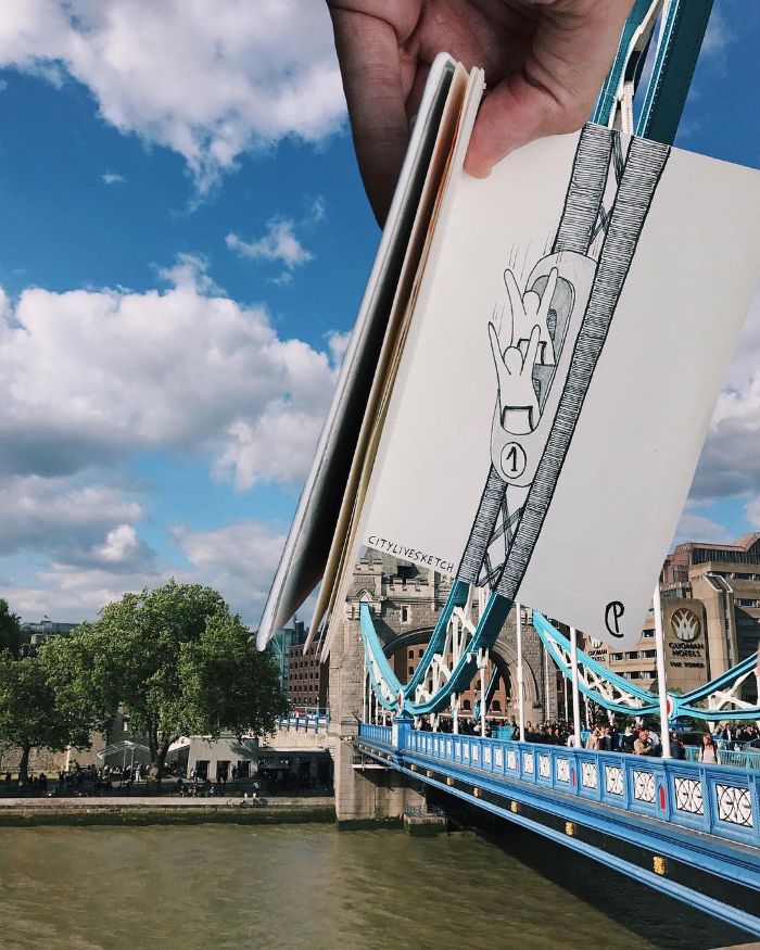 Drawings-Cartoons-Merged-With-Reality-Citylivesketch-Pietro-Cataudella