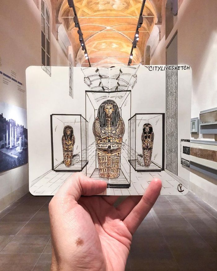 Drawings-Cartoons-Merged-With-Reality-Citylivesketch-Pietro-Cataudella