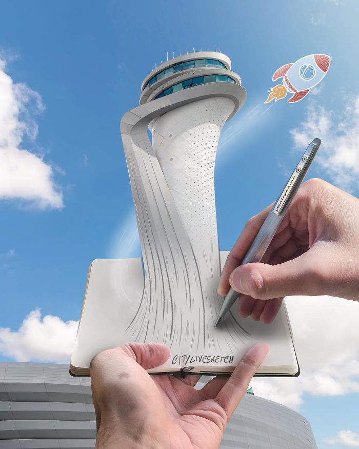 Drawings-Cartoons-Merged-With-Reality-Citylivesketch-Pietro-Cataudella