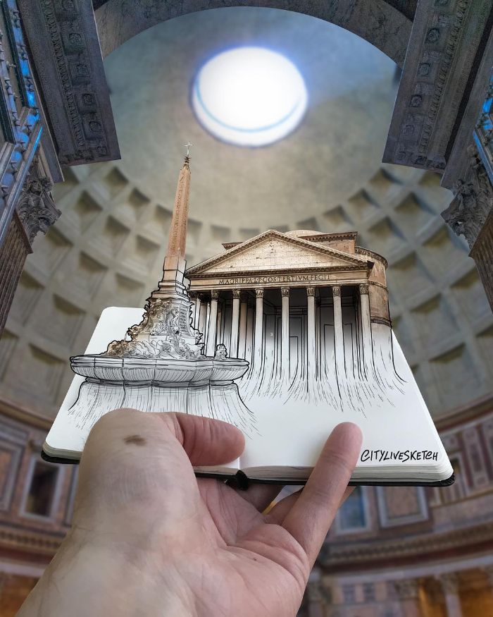 Drawings-Cartoons-Merged-With-Reality-Citylivesketch-Pietro-Cataudella