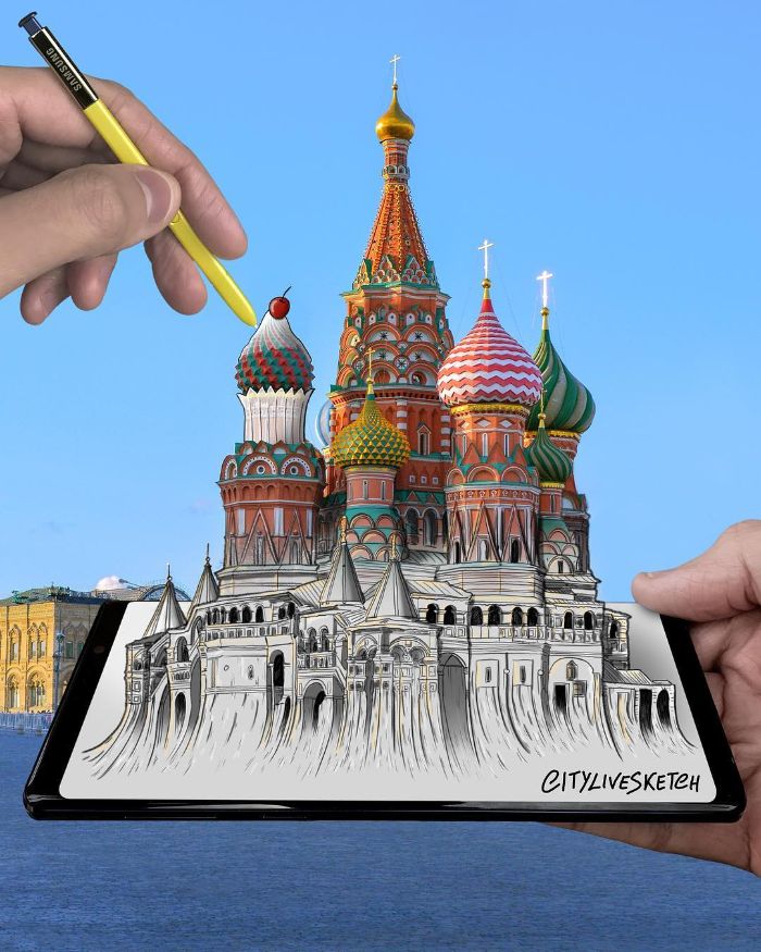 Drawings-Cartoons-Merged-With-Reality-Citylivesketch-Pietro-Cataudella