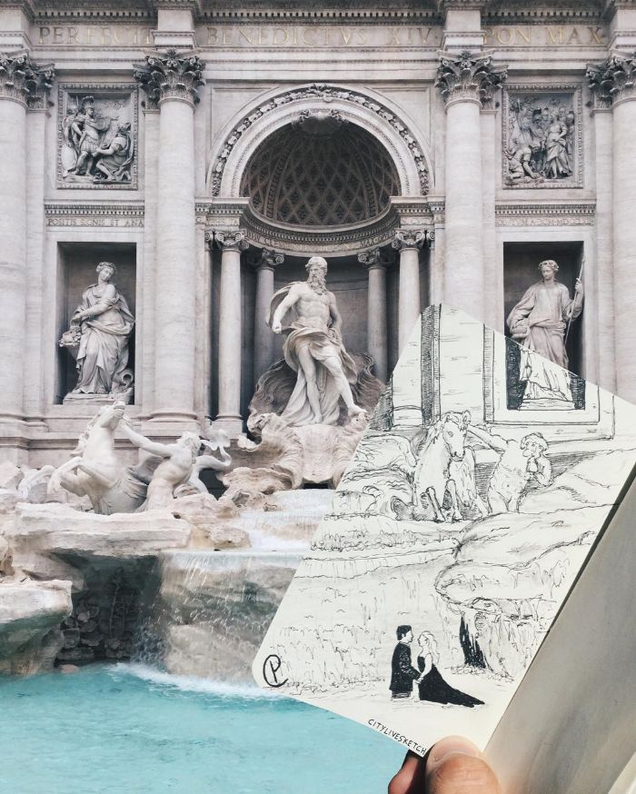 Drawings-Cartoons-Merged-With-Reality-Citylivesketch-Pietro-Cataudella