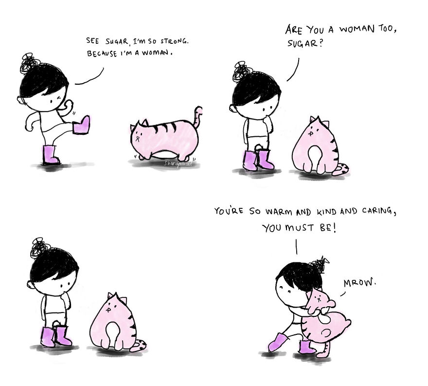 15 Heartwarming Comics Of A Little Girl And Her Cat To Make Your Day