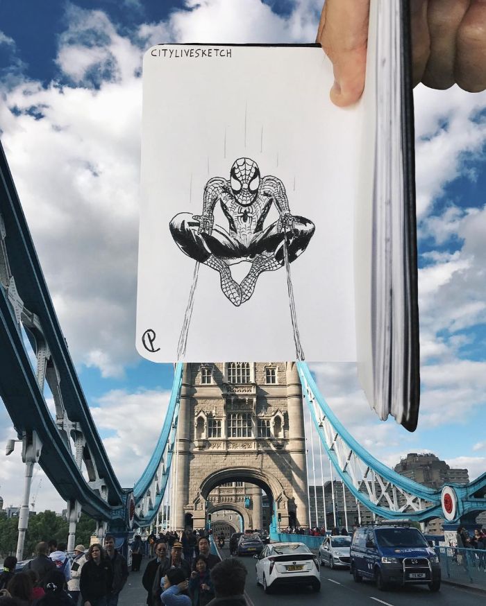 Drawings-Cartoons-Merged-With-Reality-Citylivesketch-Pietro-Cataudella