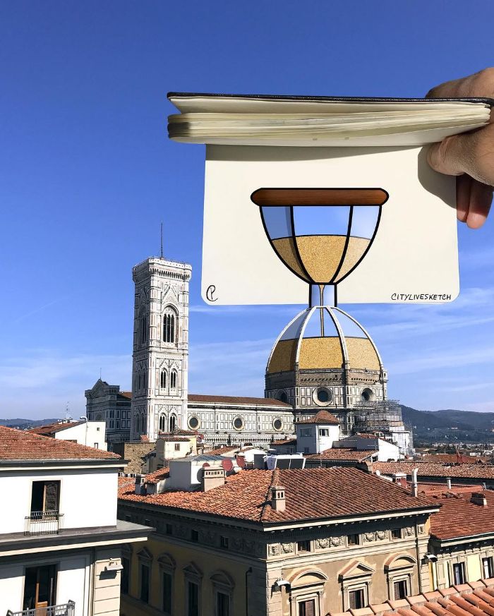 Drawings-Cartoons-Merged-With-Reality-Citylivesketch-Pietro-Cataudella