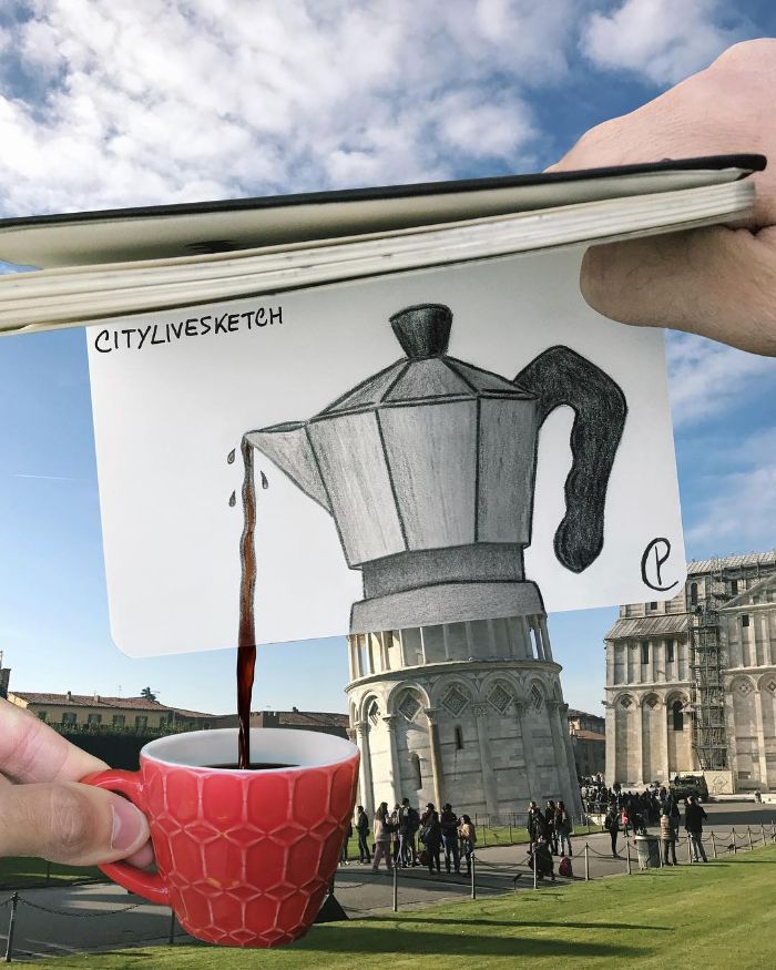 Drawings-Cartoons-Merged-With-Reality-Citylivesketch-Pietro-Cataudella