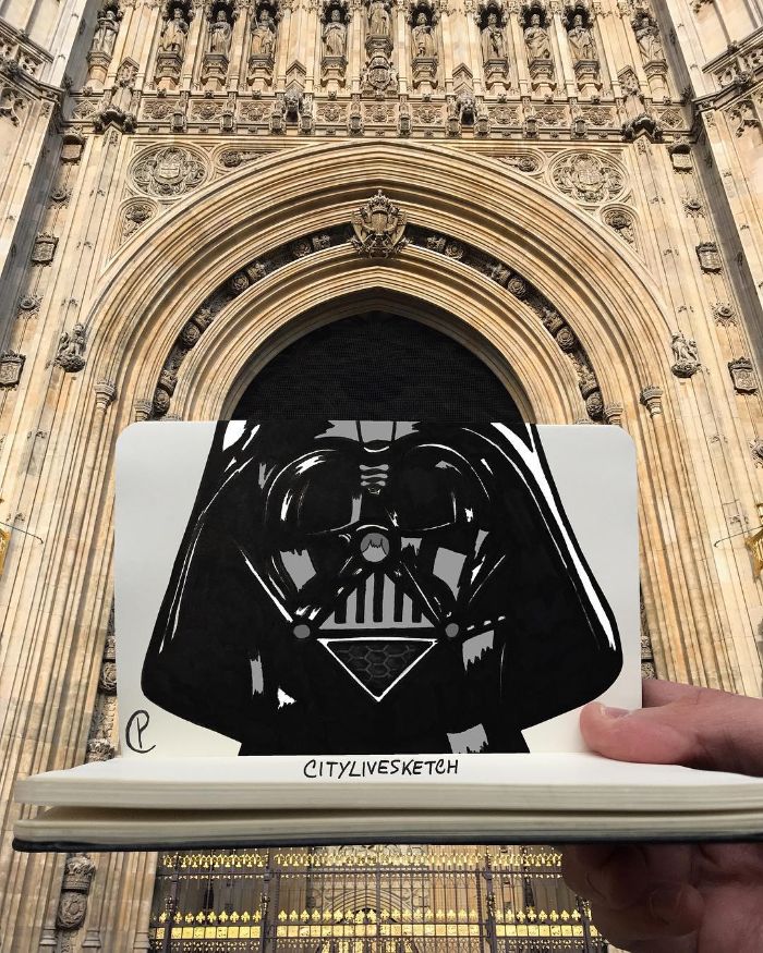 Drawings-Cartoons-Merged-With-Reality-Citylivesketch-Pietro-Cataudella