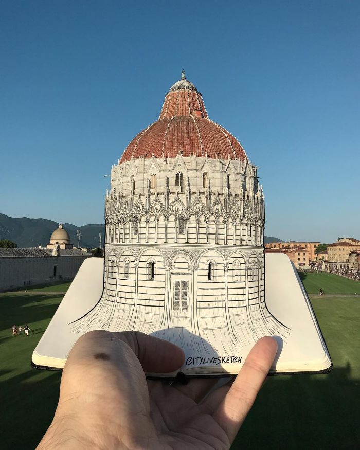 Drawings-Cartoons-Merged-With-Reality-Citylivesketch-Pietro-Cataudella