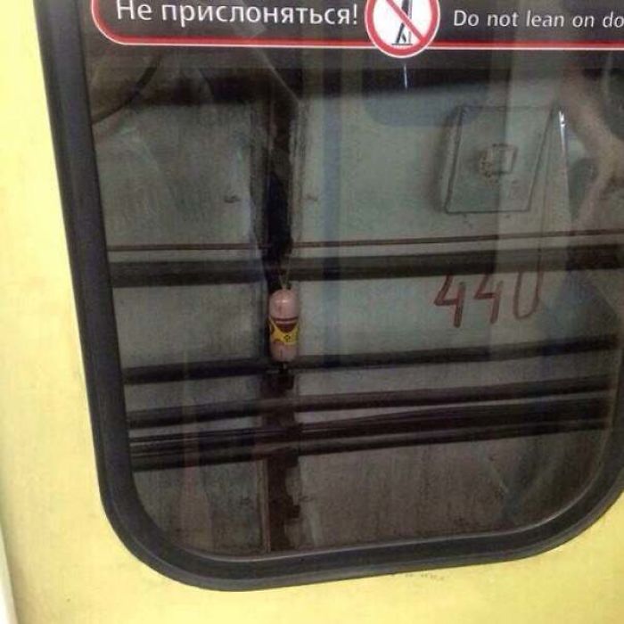 Just A Small Sausage Loaf Hanging On A Pipe Inside The Subway Tunnel