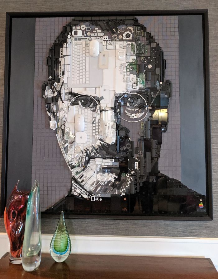 This Portrait Of Steve Jobs Made Out Of Parts Of Apple Products In My Hotel Lobby
