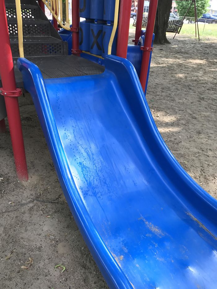 Parent Let Child Pour Juice On Every Slide At Park