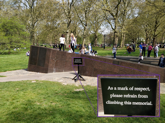 Parents That Let Their Kids Climb A Memorial. They Were Using It As A Slide