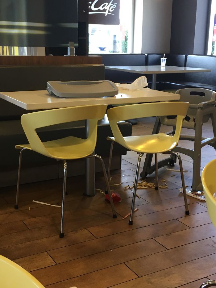 Had Lunch, Dropped The Fries, Didn't Notify Anyone, Grabbed His Kids And Left A Mess