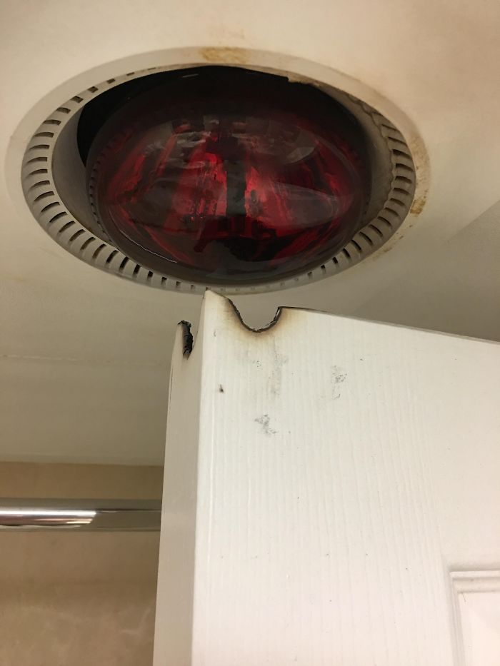 Heat Lamp vs. Bathroom Door In My Hotel Room