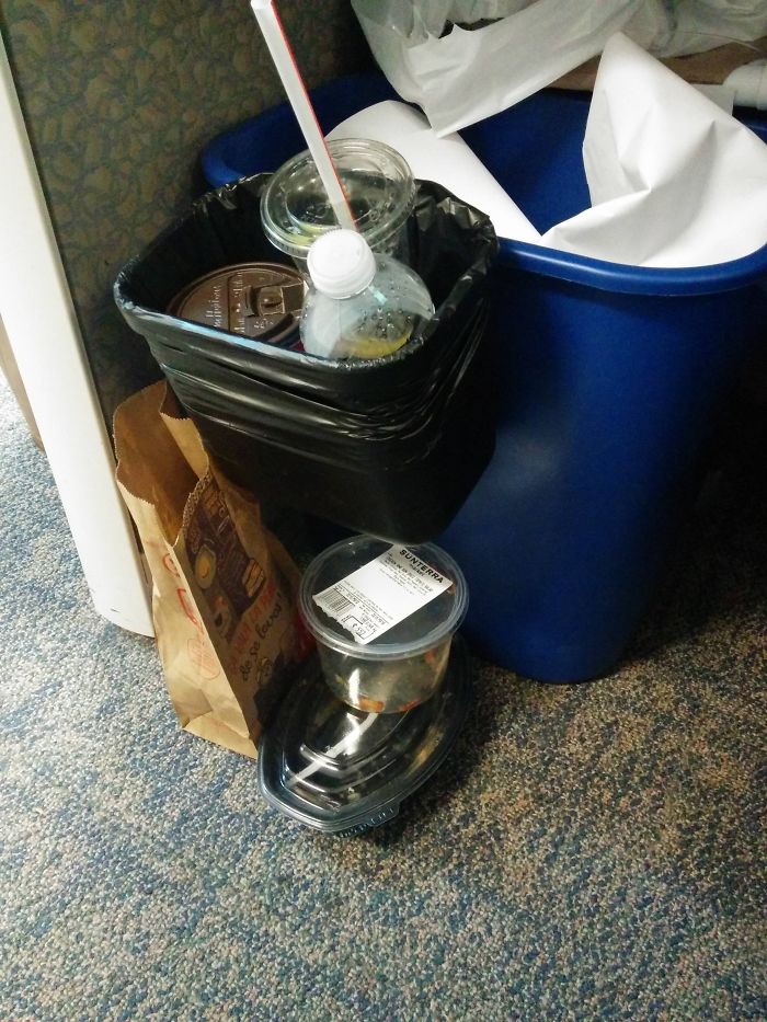 Employer Swaps Out Office Garbage Cans With 'Mini' Garbage Cans To Appear More Environmentally Friendly...i Don't Think They Thought This Through Very Well