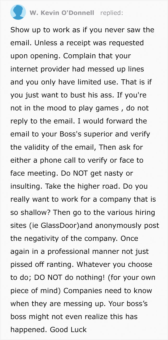 Person Asks How To Respond To Boss That Fired Them Via Email, Gets 9 Creative Answers Person Asks How To Respond To Boss That Fired Them Via Email, Gets 9 Creative Answers