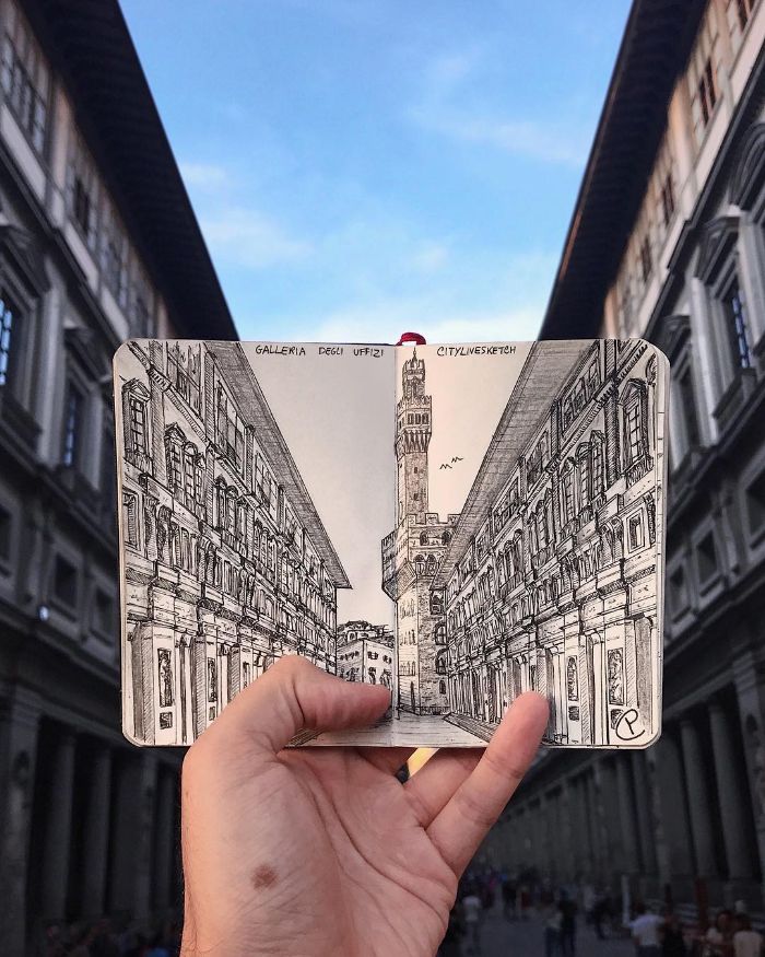Drawings-Cartoons-Merged-With-Reality-Citylivesketch-Pietro-Cataudella